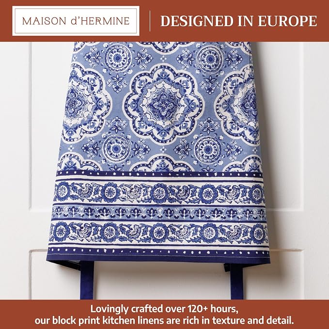Maison d' Hermine Aprons for women with Pocket 100% Cotton (27.50"x31.50") | Adjustable Neck Strap & long ties Apron Men Chef Wedding Cooking Gardening Server Maid