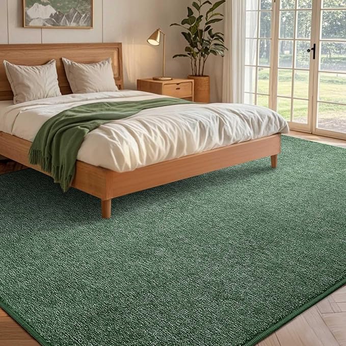 6x9 Large Green/White Area Rug Non-Slip Washable for Living Room Bedroom | Soft丨Stays Put丨Low Pile Thin丨Lays Flat丨Kid & Pet Friendly丨Dorm丨Dining Room丨Nursery丨Playroom丨Indoor丨Laundry丨Carpet丨Home Decor