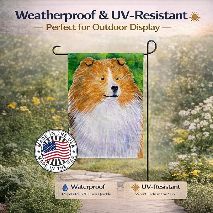 Caroline's Treasures SS1003GF Sheltie Garden Flag Mailbox Flag Decorative Yard Flag Banner Outside Patio Artwork Yard Flower Beds, Garden Size, Multicolor