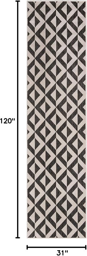 Jill Zarin Jill Zarin Outdoor Collection Area Rug - Napa (2' 7" x 10' Runner Charcoal Gray/Ivory)