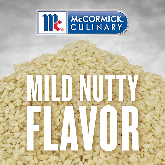 McCormick Culinary Whole Sesame Seed, 16 oz - One 16 Ounce Container of Hulled Whole White Sesame Seeds Perfect for Noodle Dishes, Sushi, Stir-Fries and Coating for Meat and Fish