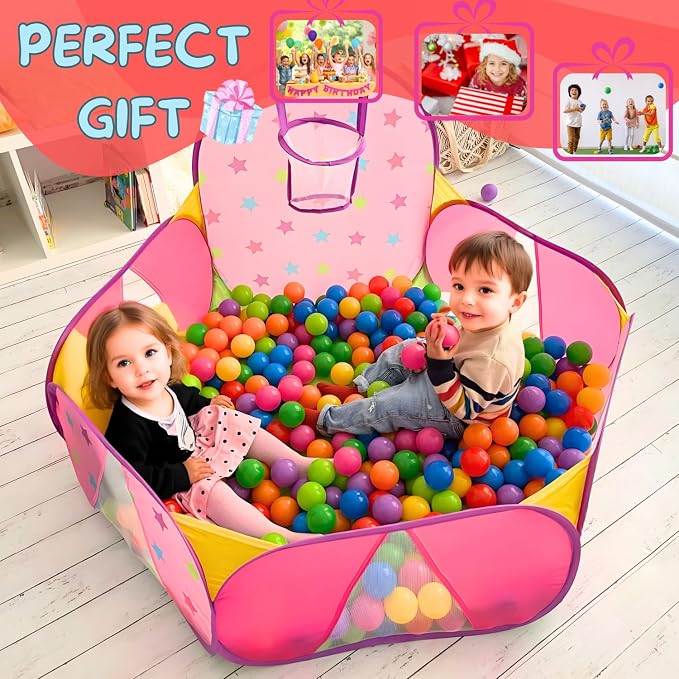 Ball Pit for Toddlers | Kids Ball Pit | Ball Pool for Babies | Piscina de Pelotas para Bebes | Playpen with Basketball Hoop and Zipper Storage Bag, 4 Ft/120CM G : Balls NOT Included