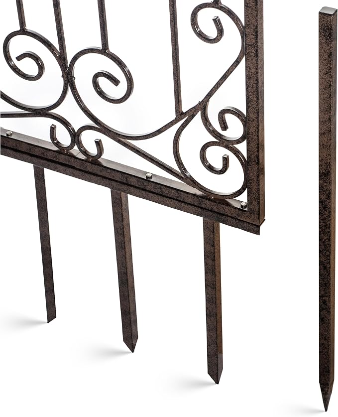 H Potter Garden Trellis 32" W x 6' Tall, Heavy Duty Iron Freestanding | Ground spikes included. Weather-resistant finish. Ideal for roses, clematis, ivy, and climbing vines.