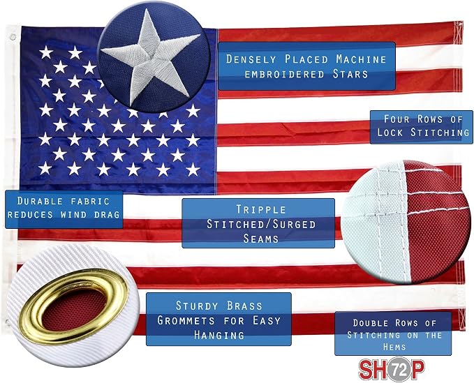Shop72 American Flag 6x10 Ft, Allegiance to USA, American Flags for Outside, Our Allegiance To Constitution, This Garden Banner Made Heavy Duty For High Wind, Bandera De Estados Unidos