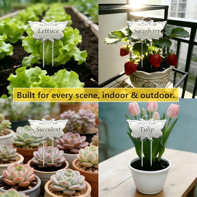 Metal Plant Labels 50 Pack 11in Tall Silver Outdoor Waterproof Garden Label Large Garden Seed Stake Tags for Flowers Fruits and Vegetables