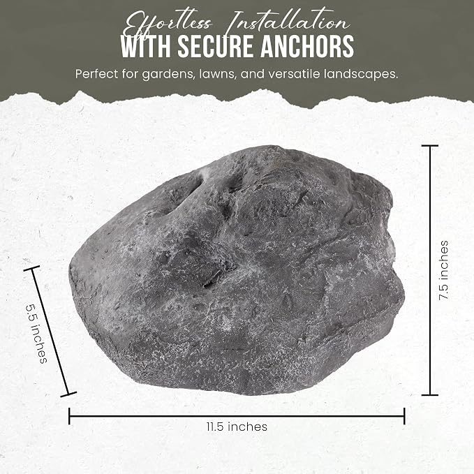 Fake Rock for Outdoor Garden Landscape Décor - Durable Faux Rock - 11.5 x 7.5 x 5.5 Inches