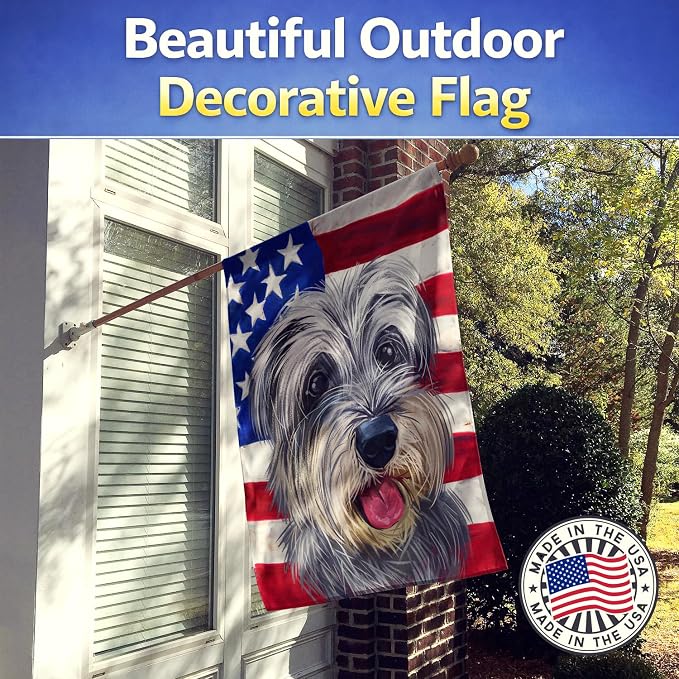 Caroline's Treasures CK6619CHF Miniature Schnauzer Dog American Flag House Flag Large Porch Sleeve Pole Decorative Outside Yard Banner Artwork Wall Hanging, Polyester, House Size, Multicolor