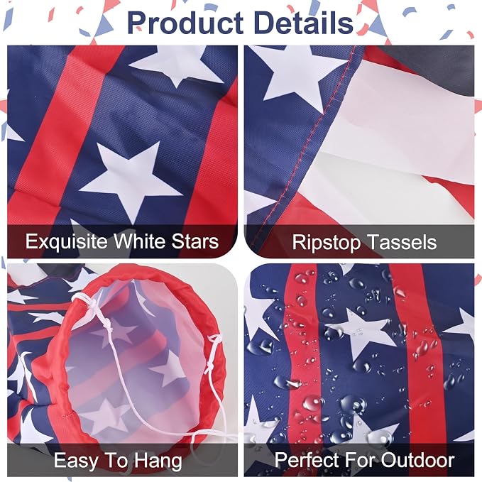 62 Inch Windsock Flag,4th of July Decorations Patriotic Windsock for Patriotic Events Memorial Day Flag Independence Veterans Labor Armed Forces Decor Hanging Decor for Yard Indoor Outdoor