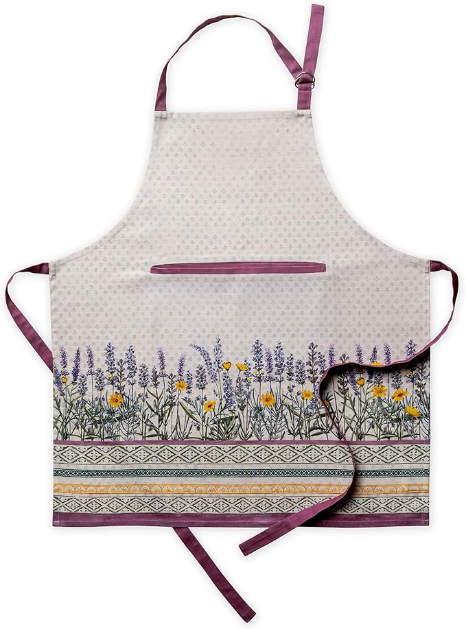 Maison d' Hermine Aprons for women with Pocket 100% Cotton (27.50"x31.50") | Adjustable Neck Strap & long ties Apron Men Chef Wedding Cooking Gardening Server Maid