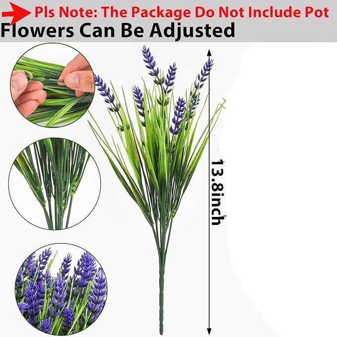 TSTWETO Artificial Plants Outdoor, 22 Bundles Fake Flowers UV Resistant Outdoor Artificial Lavender Flowers, Plastic Faux Plants for Porch Garden Planter Yard Window Box