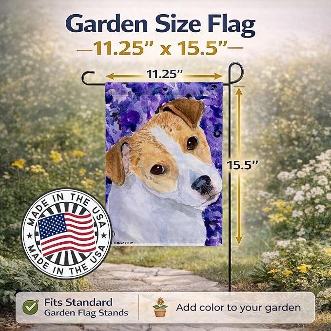 Caroline's Treasures SS8740GF Jack Russell Terrier Garden Flag Mailbox Flag Decorative Yard Flag Banner Outside Patio Artwork Yard Flower Beds, Garden Size, Multicolor