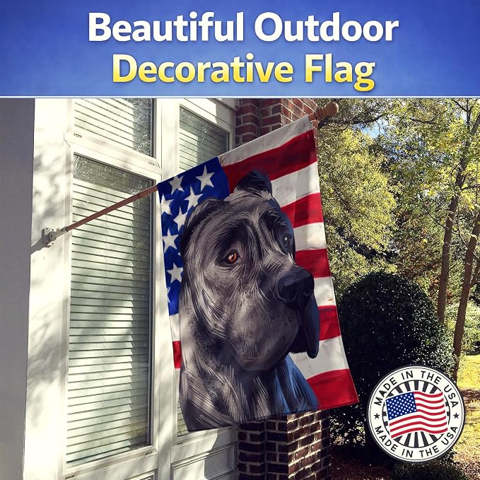 Caroline's Treasures CK6640CHF Perro de Presa Canario American Flag House Flag Large Porch Sleeve Pole Decorative Outside Yard Banner Artwork Wall Hanging, Polyester, House Size, Multicolor