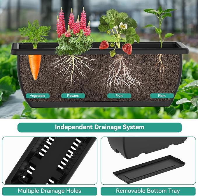 CADUKE Raised Garden Bed, Garden Raised Planter Box with Legs, 32" Elevated Vegetable Garden Beds with Drainage Holes & Trellis, Herb Garden Planter Outdoor for Vegetables, Balcony, Patio, Black