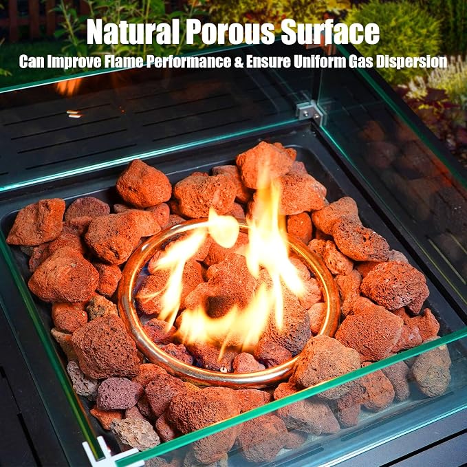 10 Pounds Red Lava Rocks for Fire Pits, Fireplaces, for Gas Log Sets, Gas Grills,Suitable for Both Indoor and Outdoor Applications (2.75"-5")