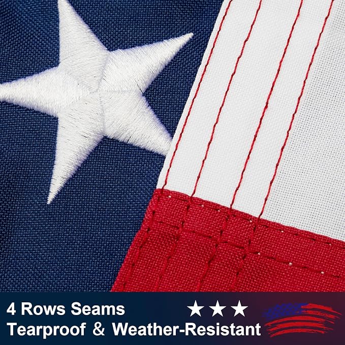 American Flag 4x6 FT for Outside - TearProof & Fade-Resistant USA Flag | UV & Weather-Resistant Spun Polyester US Flag with Embroidered Stars & Brass Grommets, Perfect for High Winds & 4th of July
