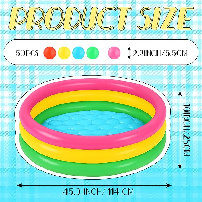 Honoson 47.2 Inch Inflatable Kiddie Pool Baby Pool with 50 Pcs Balls, Inflatable Swimming Pools Blow up for Beach Water Play Backyard Summer Indoor and Outdoor Party Supplies