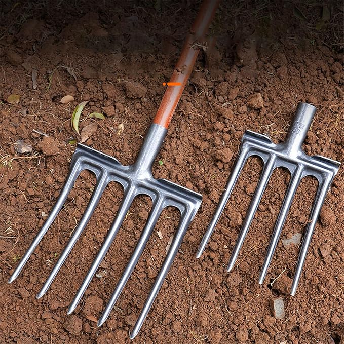 Digging Fork, Garden Digging Spading Fork, High Carbon Steel (5 Tine)