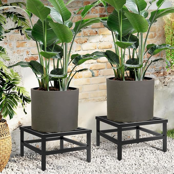 Plant Stand Indoor Outdoor, 18 Inch Heavy Duty Plant Stands Riser Metal Pedestal Stand for Large Flower Pot, Wrought Iron Flower Stand Display Planter Shelf for Living Room, 1-Pack