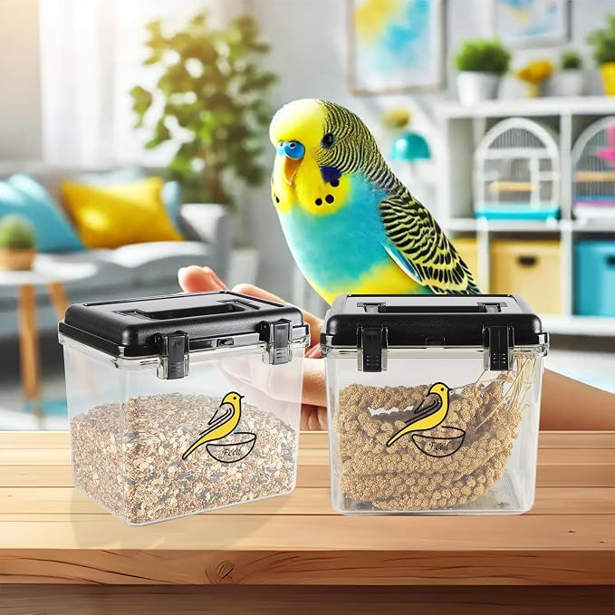 Bird Seed Storage Container 2 Pack Clear Bird Seed Container10Ib Indestructible Bird Seed Container Bird Seed Holder with Handle|for Wild Bird Seed Hermetically Or Mealworms Storage Outdoor(Black)