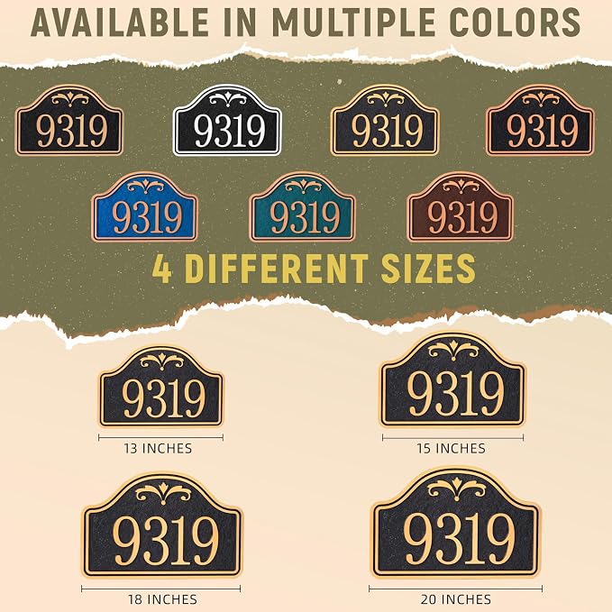 Personalized Lawn Address Plaque Sign with Stakes - House Address Signs for Outside Use for House,Apartment,Office,Yard (Black/Gold)