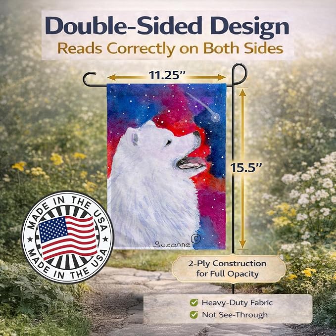 Caroline's Treasures SS8752GF Samoyed Garden Flag Mailbox Flag Decorative Yard Flag Banner Outside Patio Artwork Yard Flower Beds, Garden Size, Multicolor