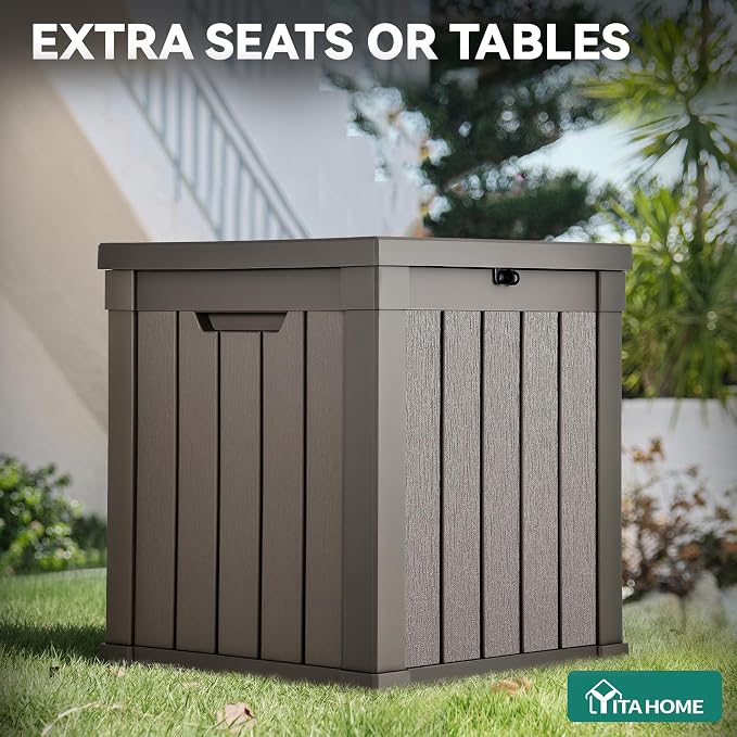 YITAHOME Deck Box | 51 Gallon Weatherproof Outdoor Storage Container for Patio Cushions, Pool Supplies, Garden Tools, Lockable Lid and Side
