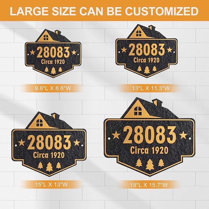 Personalized Address Plaque,Custom Address Sign for House,Home,Street, Yard, Garden,Apartment,Hotel,Office,Driveway Outside House Number Sign,STYLE 5