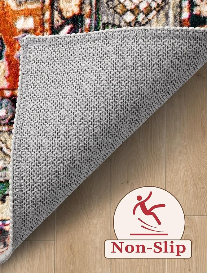 SERISSA 3x10 Washable Non Slip Boho Runner Rug for Hallway | Ultra Soft Vintage Oriental Carpet Low-Pile Tribal Floor Carpet for Stair Kitchen Bedroom Bathroom Laundry Room