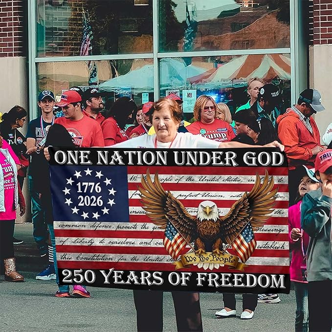 3 Ply 250 Year American Anniversary Flag 3x5 Double Sided 250 Merchandise Decorations 250th Anniversary USA Flag 4th of July We The People 1776 Patriotic American Flags for Outside Banner
