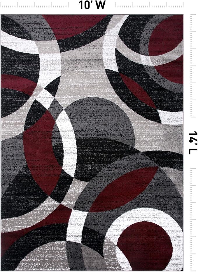 Rugshop Abstract Circles Contemporary High Traffic Area Rug Red 10' x 14' | Rectangular, Size 10' x 14', Living Room, Bedroom, Dining Room, Home Office, Kitchen, Entryway, Hallway, Nursery, Kids Room