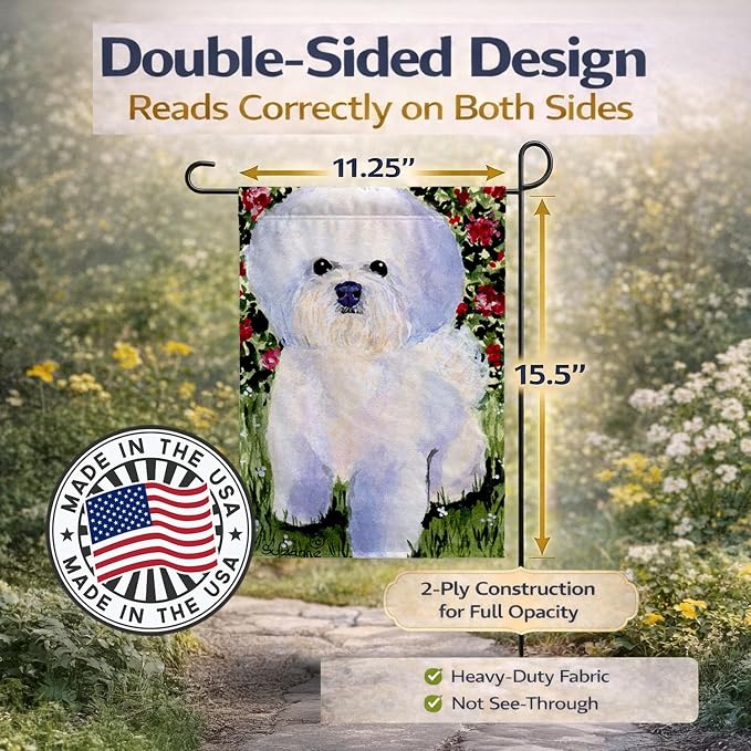 Caroline's Treasures SS8914GF Bichon Frise Garden Flag Mailbox Flag Decorative Yard Flag Banner Outside Patio Artwork Yard Flower Beds, Garden Size, Multicolor