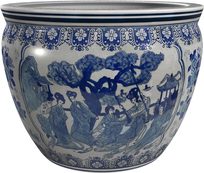 Red Lantern 10" Fishbowl - Blue and White Ladies