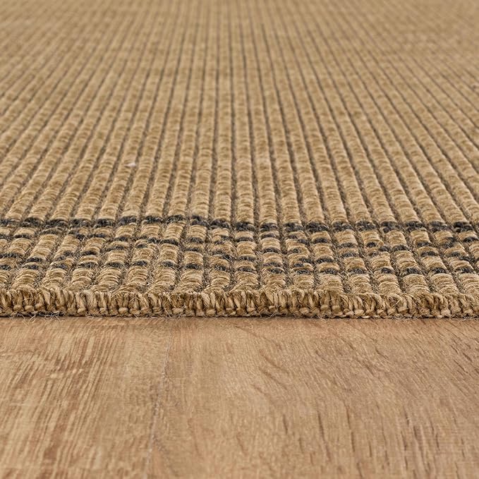 Luul Home Easy Jute Rugs 2x7 Frame Natural Color Living Room Indoor Outdoor Runner Rug for Patio and Kitchen Rug High Traffic Washable Easy to Clean Solid Boho Woven Design Carpet (2 x 7)