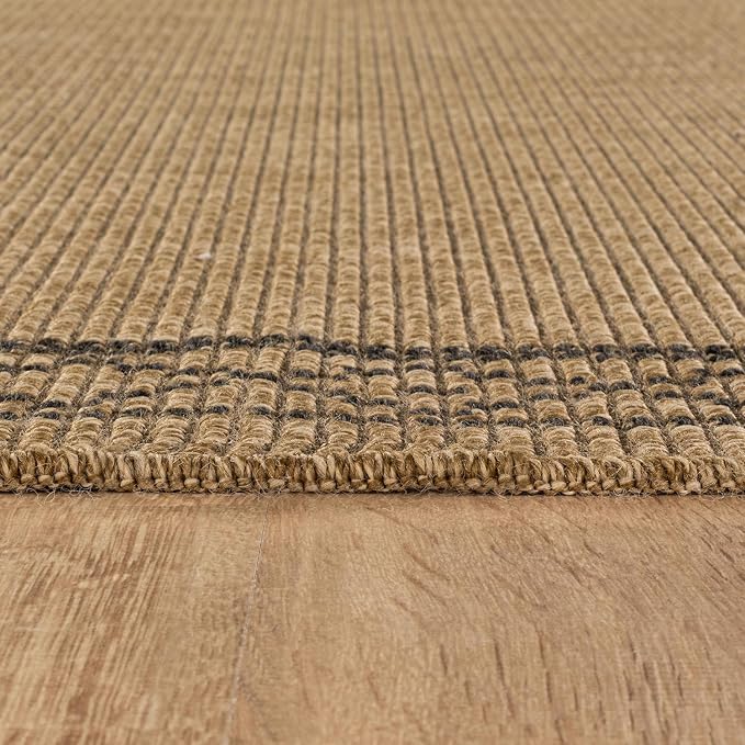 Luul Home Easy Jute Rugs 9x12 Frame Natural Color Living Room Indoor Outdoor Area Rug for Patio and Kitchen Rug High Traffic Washable Easy to Clean Solid Boho Woven Design Carpet (9 x 12)
