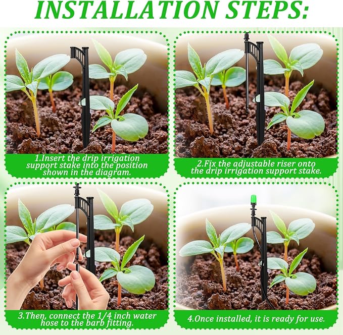 100 Pcs 12.8" Irrigation Drip Support Stakes 1/4 Inch Drip Irrigation Stakes for 1/4 Inch Drip Irrigation Tubing Hose Holder Drip Irrigation Support Stakes for Gardens Irrigation Supplies
