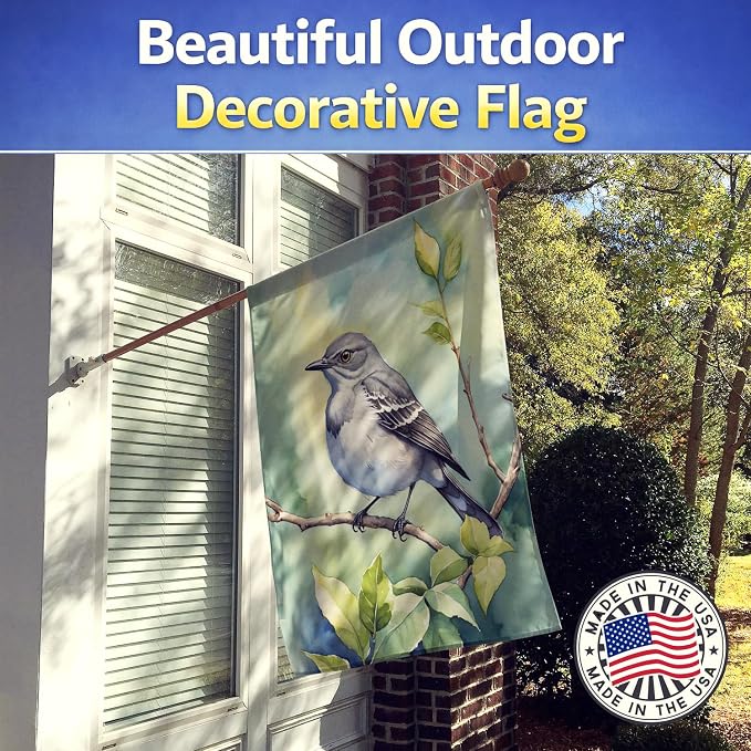 Caroline's Treasures Mississippi Northern Mocking bird House Flag Large Porch Sleeve Pole Decorative Outside Yard Banner Artwork Wall Hanging, Polyester, House Size, Multicolor