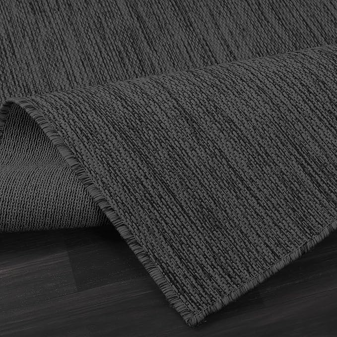 Beverly Rug Indoor Outdoor Rug 9x12, Washable Outside Carpet for Patio, Deck, Porch, Solid Modern Area Rug, Water Resistant, Dark Gray