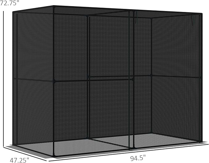 Outsunny 8' x 4' x 6' Crop Cage, Plant Protection Tent with Zippered Doors for Vegetable Garden, Backyard, Black