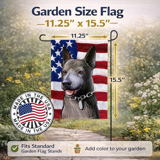 Caroline's Treasures CK6733GF Taiwan Dog American Flag Garden Flag Mailbox Flag Decorative Yard Flag Banner Outside Patio Artwork Yard Flower Beds, Garden Size, Multicolor