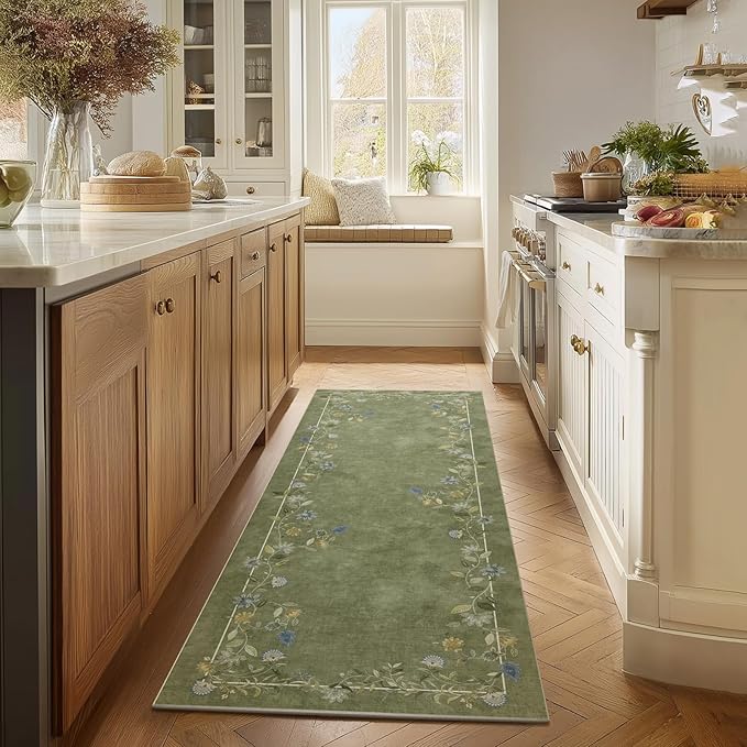 2x6 Washable Rug Runners for Hallways: Runner Rug Non Slip Backing Stain Resistant Low Pile Soft Indoor Floor Carpet Runners for Kitchen Entryway Hallways Bedroom Laundry Room Farmhouse Indoor