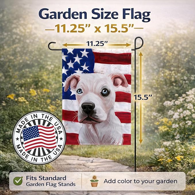 Caroline's Treasures CK6555GF Guatemalan Dogo Dog American Flag Garden Flag Mailbox Flag Decorative Yard Flag Banner Outside Patio Artwork Yard Flower Beds, Garden Size, Multicolor