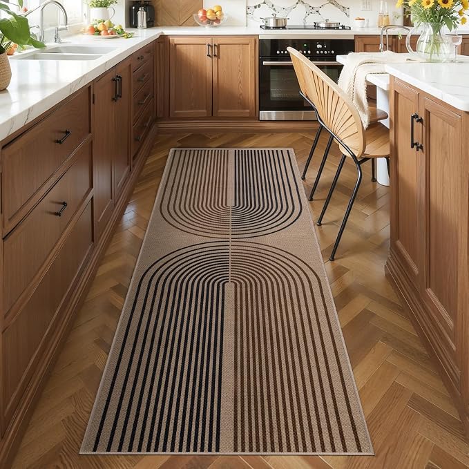 Tangsoo Rainbow Easy Jute Rug 2x5 Runner Rug for Hallways,Non-Slip Thin Dark Brown Washable Outdoor Rug,Modern Farmhouse Floor Carpet Runner for Porch Laundry Bedroom Entryway Kitchen