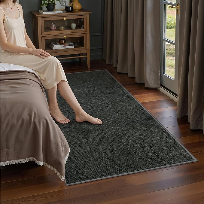 Valenrug 4x6 Area Rug, High-Low Pile Black Washable Rug for Bedroom Black | Soft Fluffy Textured Design, Non Slip & Lighweight, Folable, Stain Resistant Floor Carpet Rug for Living Room,Kitchen, Office