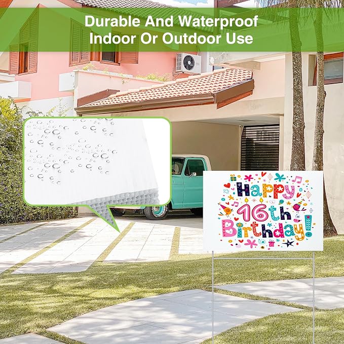 Jetec 2 Pcs Blank Yard Signs with H Stakes 12 x 8 Inches White Corrugated Plastic Lawn DIY Double Sided Outdoor Signs for Garage Guidepost Rent Open House Birthday Party Decorations