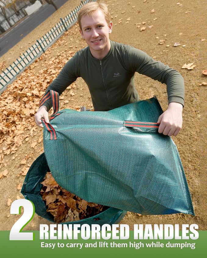 2 Pack 40 Gallon Dustpan-Type Garden Bags for Yard Debris | Dustpan-Type Garden Bag, Heavy Duty, For Collecting Leaves Grass Clippings, Garden Waste Container, Outdoor Debris Clean Up