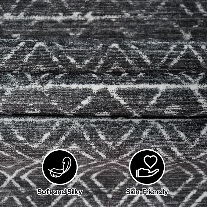 3x6 Moroccan Runner Rug Washable: Non Slip Pets Friendly Runners Black | Hallway Rug Low Pile Soft Indoor Floor Mat Front Door for Kitchen Bedroom Entryway Laundry