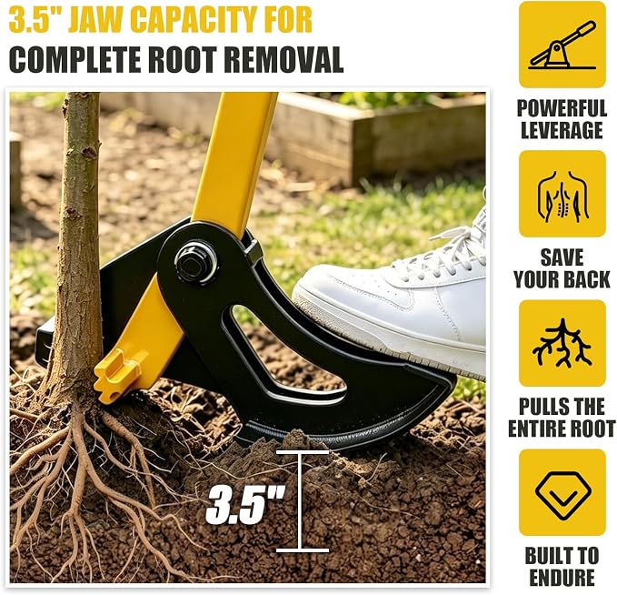 Heavy Duty Sapling Puller Tool | Tree Root Puller for ¼” to 1-3/8” Woody Stems | Uproot Saplings, Shrubs & Small Trees Effortlessly | Ergonomic Garden Weeder Tool for Landscaping, Farming, Forestry