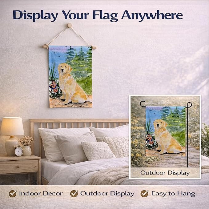 Caroline's Treasures SS8758GF Golden Retriever Garden Flag Mailbox Flag Decorative Yard Flag Banner Outside Patio Artwork Yard Flower Beds, Garden Size, Multicolor