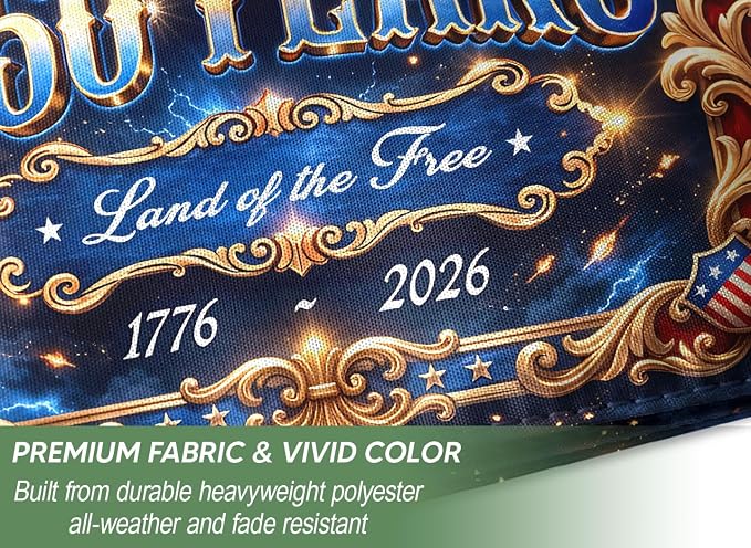250 Years America Garden Flag, 250th Anniversary Usa Flag, American 250th Anniversary Patriotic Design, Garden Flags For Outside, Land of The Free 1 (30x40 Inch)