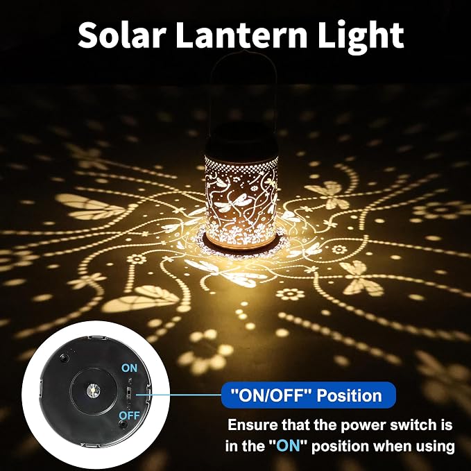 JEJOT Dragonfly Solar Lanterns Outdoor Waterproof, Mothers Day Gifts, Birthday Gifts for Women Mom Grandma,Metal Hanging Solar Lantern for Yard,Garden,Porch Landscape Deconrations-2 Pack